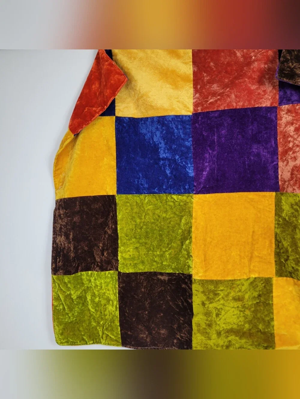 Velvet '70s Inspired Handmade Patchwork Quilt 36 In By 36 In.